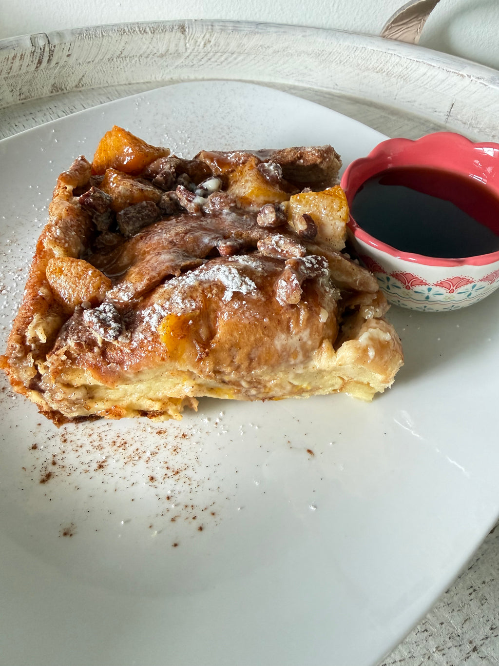 Baked Peach & Praline French Toast Slice