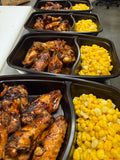 STICKY SWEET BBQ WINGS W/ GOLDEN SWEET CORN