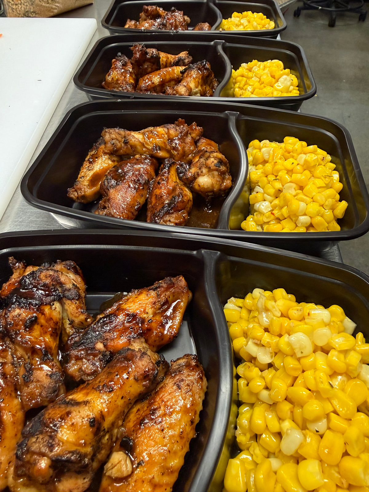 STICKY SWEET BBQ WINGS W/ GOLDEN SWEET CORN