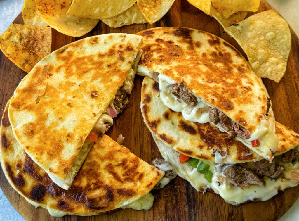 Cheesecake Quesadilla & Chips & Queso & Choc Chip Cookie