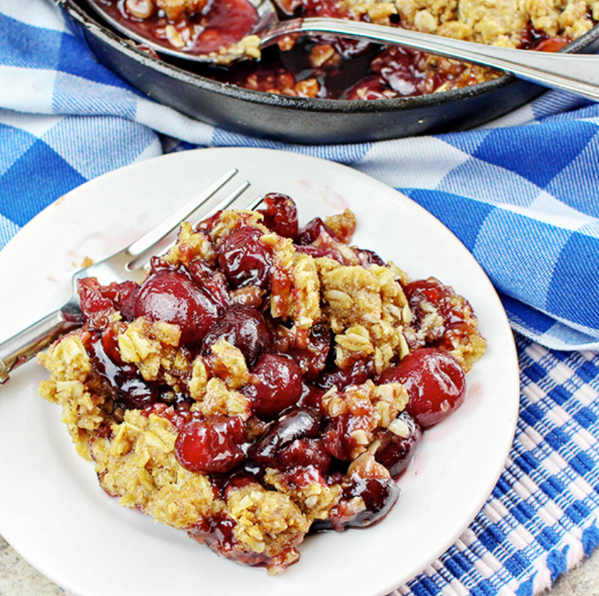 Creamy Sausage Rigatoni & Cherry Crumble